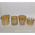 Plating colored glass candle jar set with lid